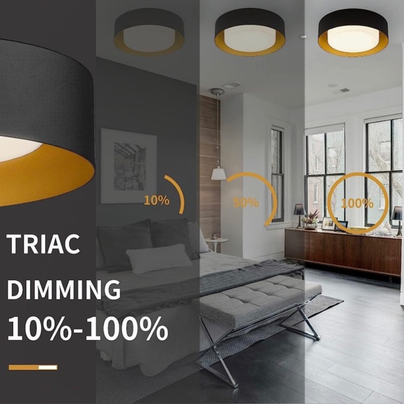 14" Bedroom Ceiling Light 3000K Dimmable Flush Mount Lamp w/ Frosted Glass NEW - Picture 8 of 10